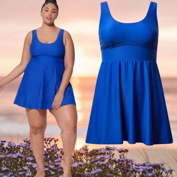 Torrid Blue Active Wireless Scoop Back One Piece Swimsuit Size 2 2XL NWT - Picture 2 of 12